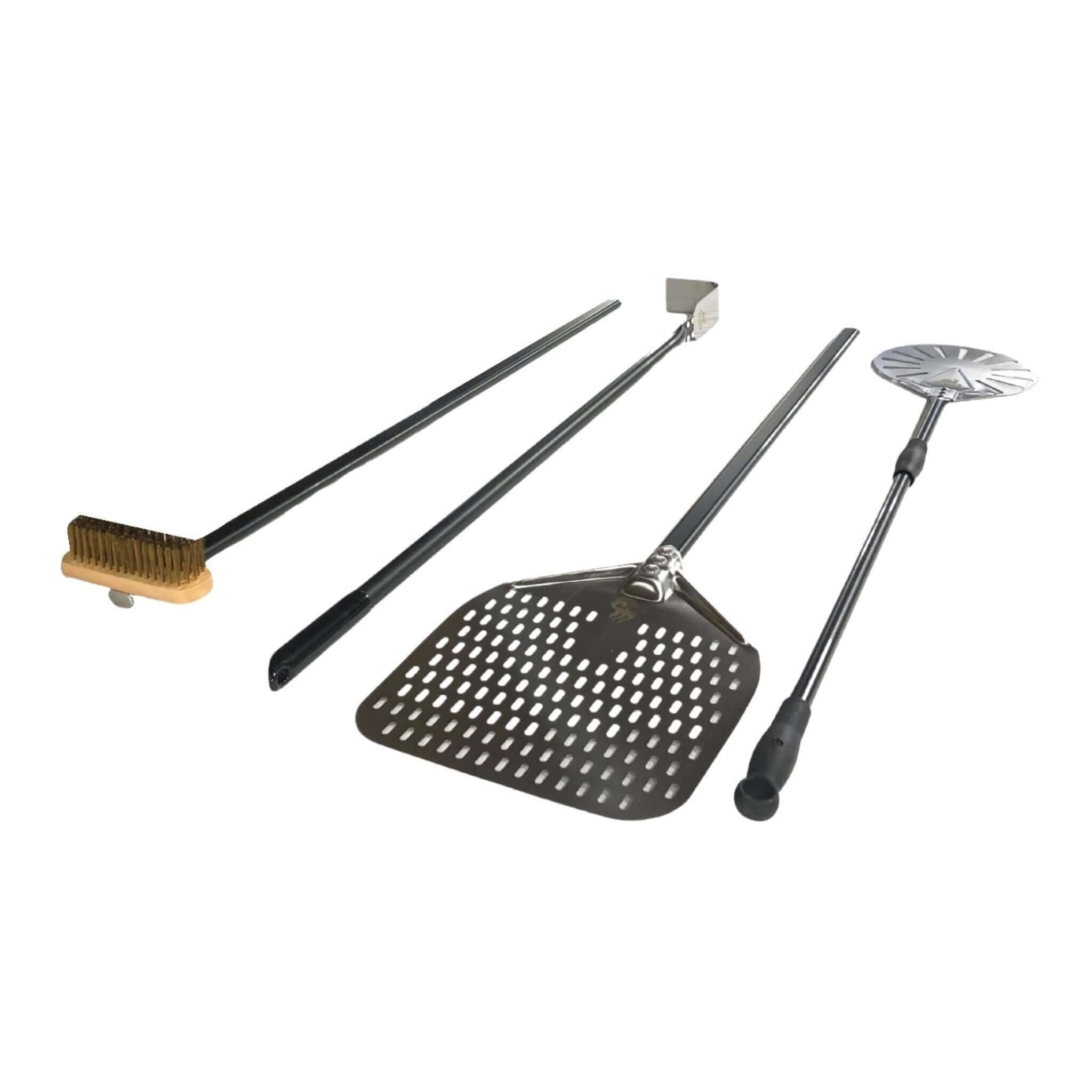 Pro 4 Piece, Aluminum handles, Wood Fired Pizza Oven Utensil Kit