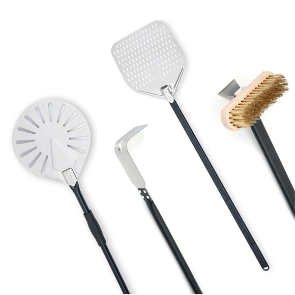 Pro 4 Piece, Aluminum handles, Wood Fired Pizza Oven Utensil Kit